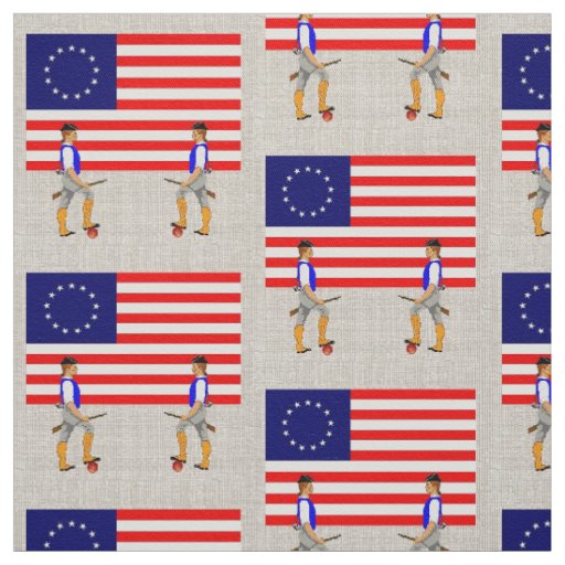 Minute Men and Betsy Ross Flag Fabric