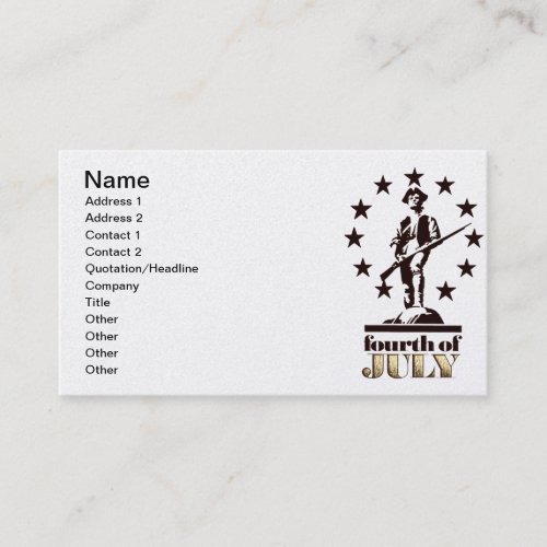 Minuteman July 4th 1776 Business Card