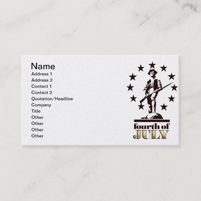 Minuteman July 4th 1776 Business Card (Front)