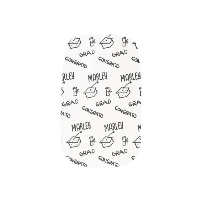 Minx Graduation Custom Nail Art Decals (Left Thumb)
