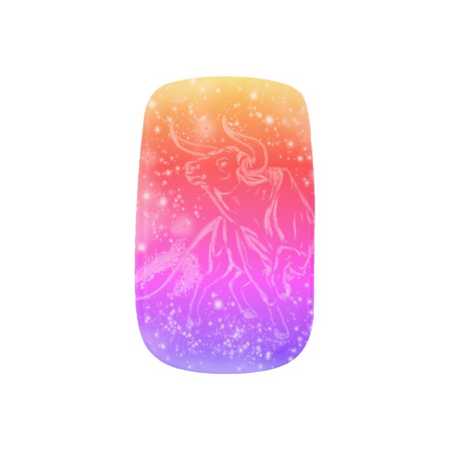 Minx Nail Art Bull At Starry Night (Left Thumb)