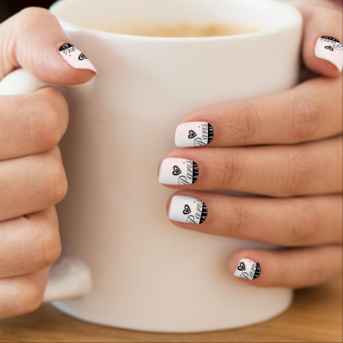 Minx Nail Art Decals Paris France Hearts Black 