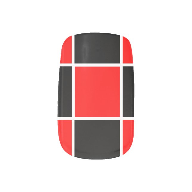 Minx Nails Design Red And Black Checkerboard Nail Art (Left Thumb)