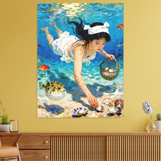 "Mio’s Descent" – An Ocean Portrait         Canvas Print (Insitu(LivingRoom))