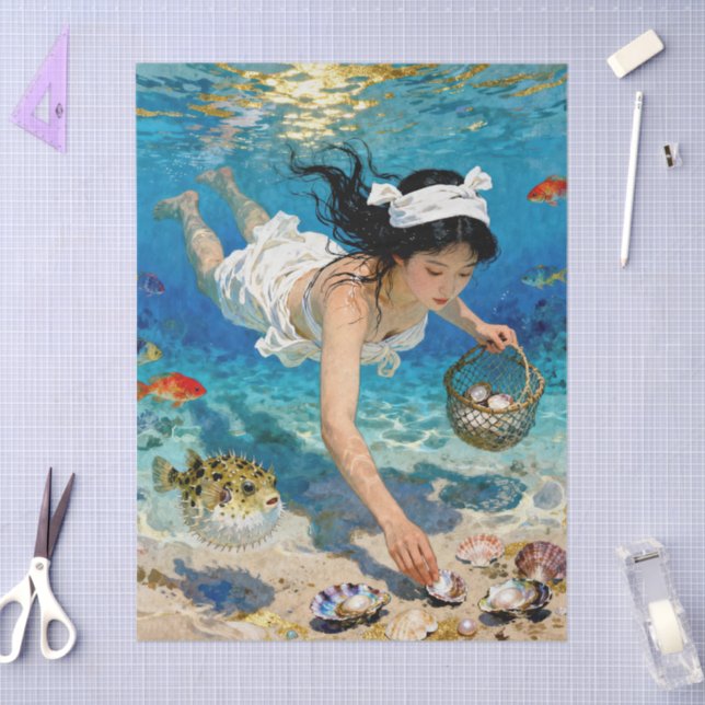 "Mio’s Descent" – An Ocean Portrait         Tissue Paper (Craft)