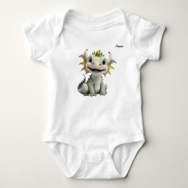Mipupi White Dragon Baby Bodysuit (Front)