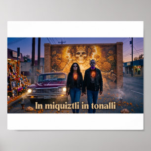 Miquiztli Calavera Pair Strolling - Poster