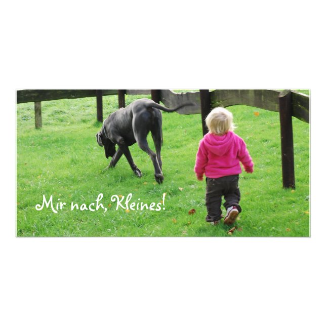 Mir nach, Kleines: Baby and Great Dane Card (Front)