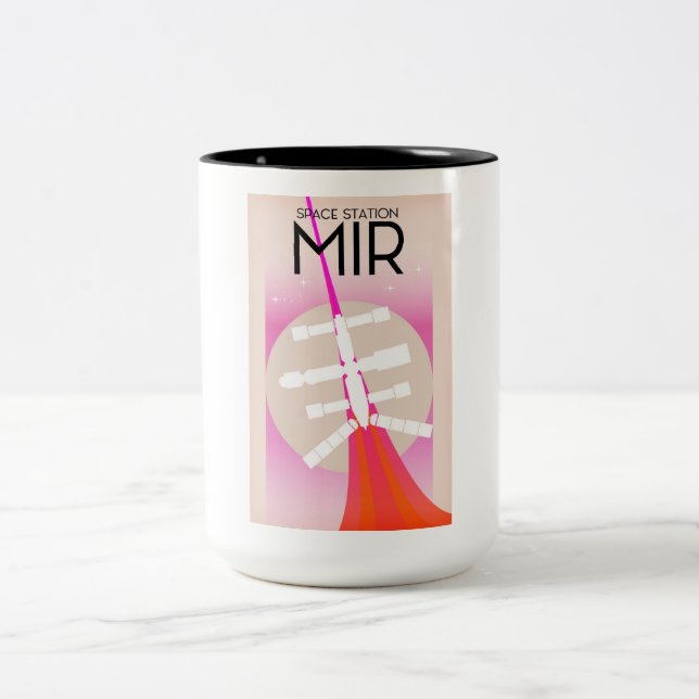 MIR Russian Space Station poster Two-Tone Coffee Mug (Center)