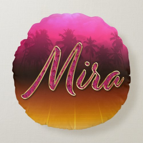 Mira First Name Golden pink cushion