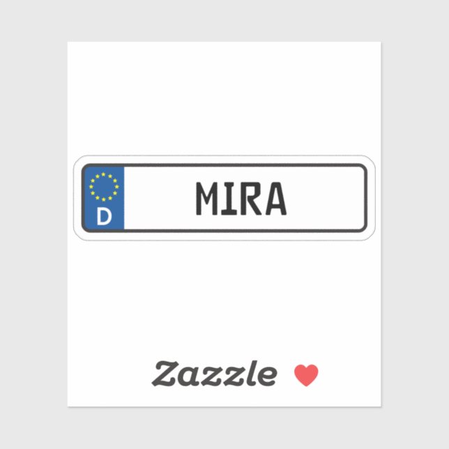 Mira German Car License Plate Sticker (Sheet)