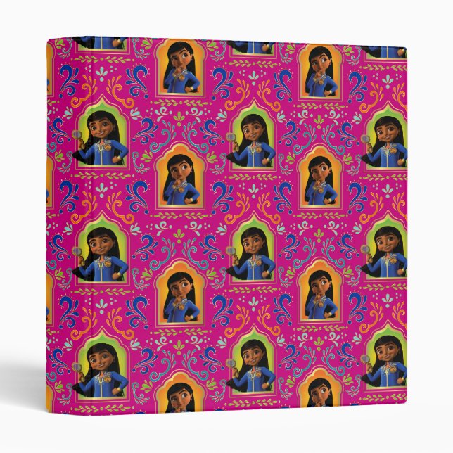 Mira | Pink Ornate Pattern 3 Ring Binder (Front/Spine)