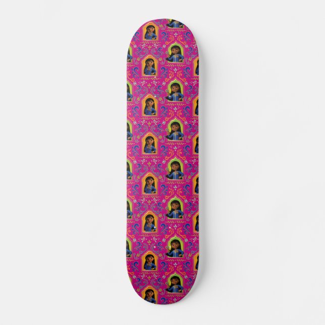 Mira | Pink Ornate Pattern Skateboard (Front)