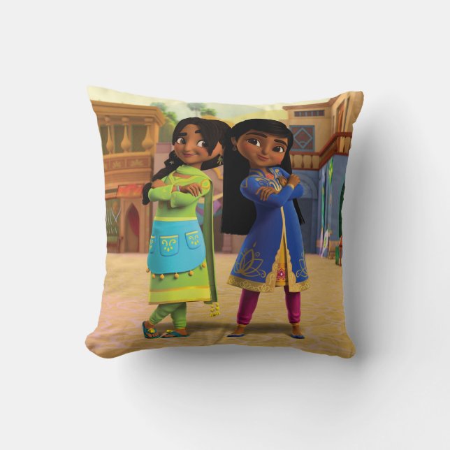 Mira & Priya Throw Pillow (Front)