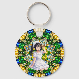 Mirabella in Emerald Light – Kaleidoscope Mandala  Keychain