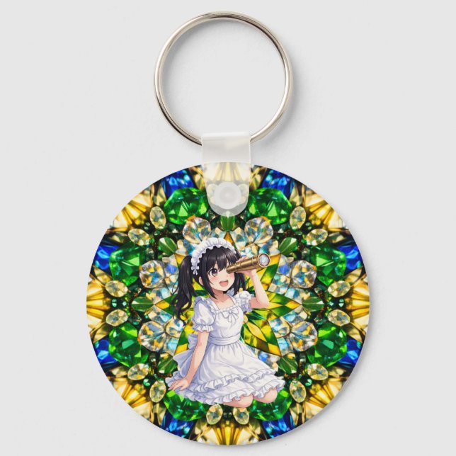 Mirabella in Emerald Light – Kaleidoscope Mandala Keychain (Front)
