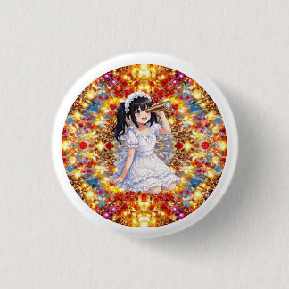 Mirabella in Golden Glow – Kaleidoscope Mandala Button