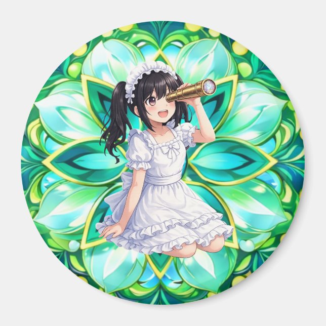 Mirabella in Green Light - Mandala Magnet (Front)