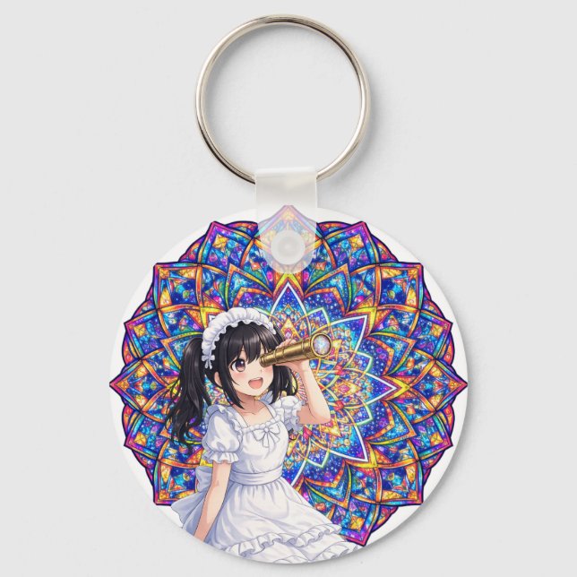 Mirabella in Kaleidoscope Light - Color Mandala Keychain (Front)