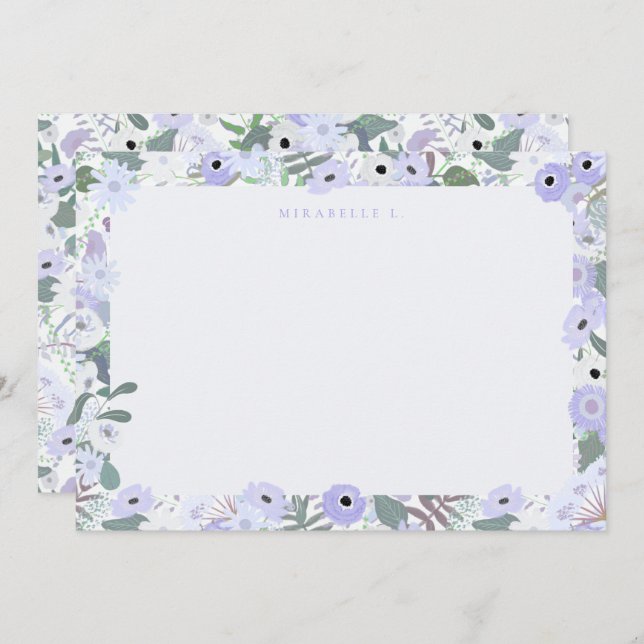 Mirabelle Flat Note Card in Lilac (Front/Back)