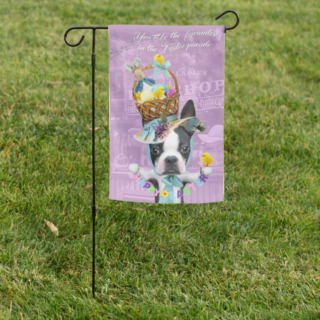 Mirabelle, the boston terrier Easter bonnet flag (In SItu)