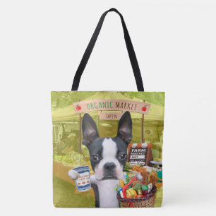 Mirabelle, the boston terrier farmer's market tote bag