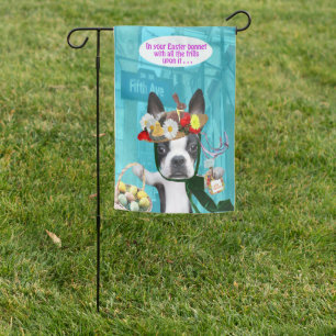 Mirabelle, the boston terrier Happy Easter basket Garden Flag