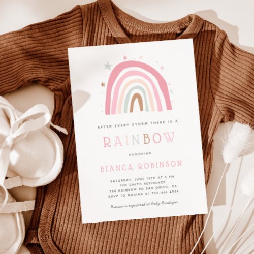 Miracle Baby Pastel Rainbow Shower Invitation