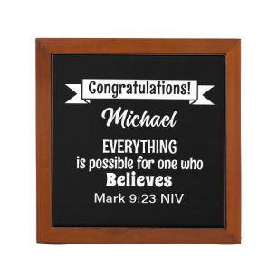 Miracle Bible Verse Christian Faith Black Desk Organizer