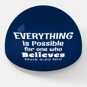 Miracle Bible Verse Christian Faith Navy Blue Paperweight