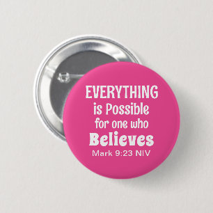Miracle Bible Verse Christian Faith Pink Button