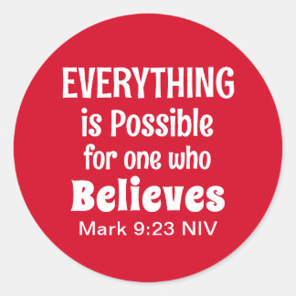 Miracle Bible Verse Christian Faith Red Classic Round Sticker