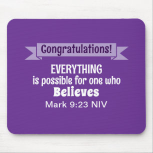 Miracle Bible Verse Christian Faith Royal Purple Mouse Pad
