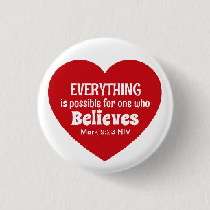 Miracle Bible Verse Red Heart Encouraging Believe Button