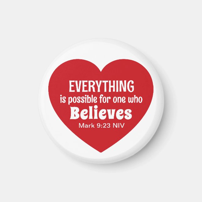 Miracle Bible Verse Red Heart Encouraging Believe Magnet (Front)