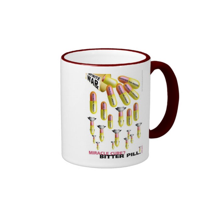 Miracle cure bitter pill against humanity coffee mugs