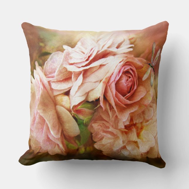 Miracle Of A Rose - Peach - Art Designer Pillow (Front)