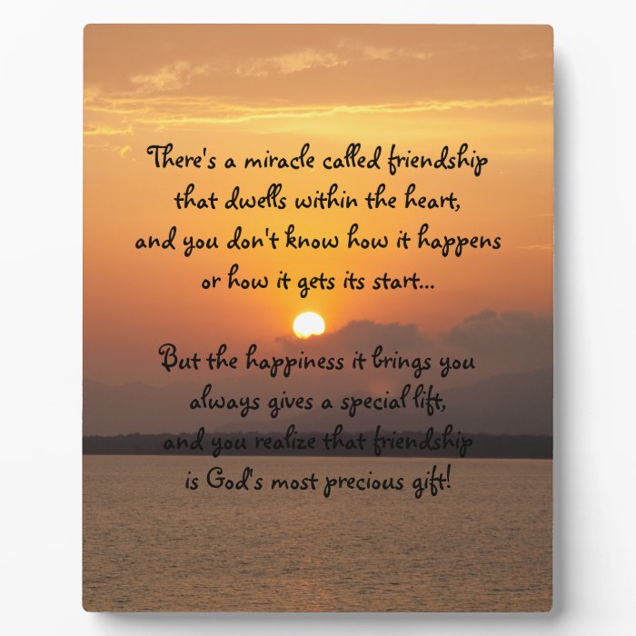 Miracle of friendship Poem Plaque