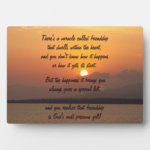 Miracle of friendship Poem Plaque