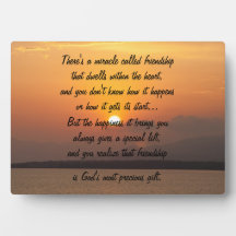 Miracle of friendship Poem Plaque