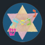 Miracle of Hanukkah Round Clock<br><div class="desc">נס גדול היה שם (A Great Miracle Happened There) And now, you may further celebrate that miracle with this festive clock! The image itself is as simple as the miracle was profound, merely being the letters of the Hebrew acronym for “A Great Miracle Happened There” against a stylized Star of...</div>