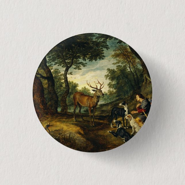 Miracle of Saint Hubert by Peter Paul Rubens  Button (Front)
