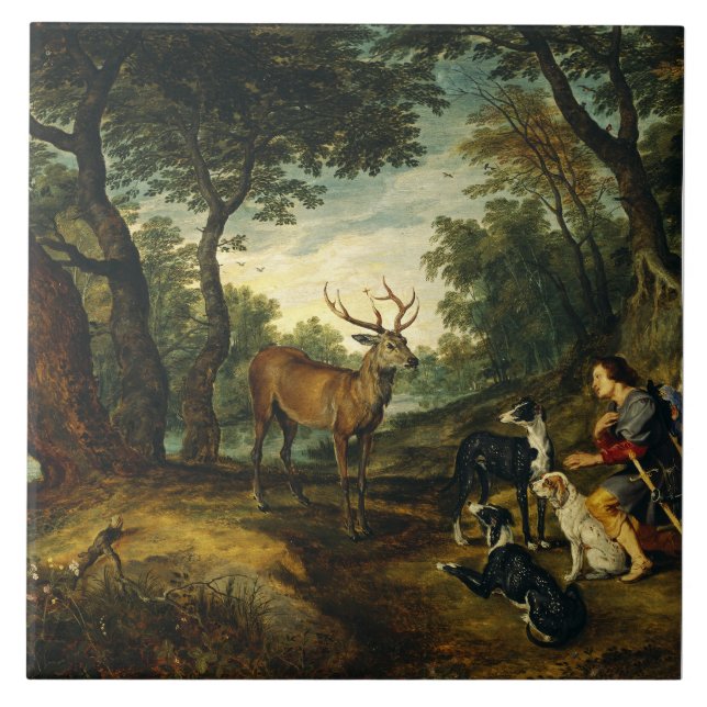 Miracle of Saint Hubert by Peter Paul Rubens  Ceramic Tile (Front)
