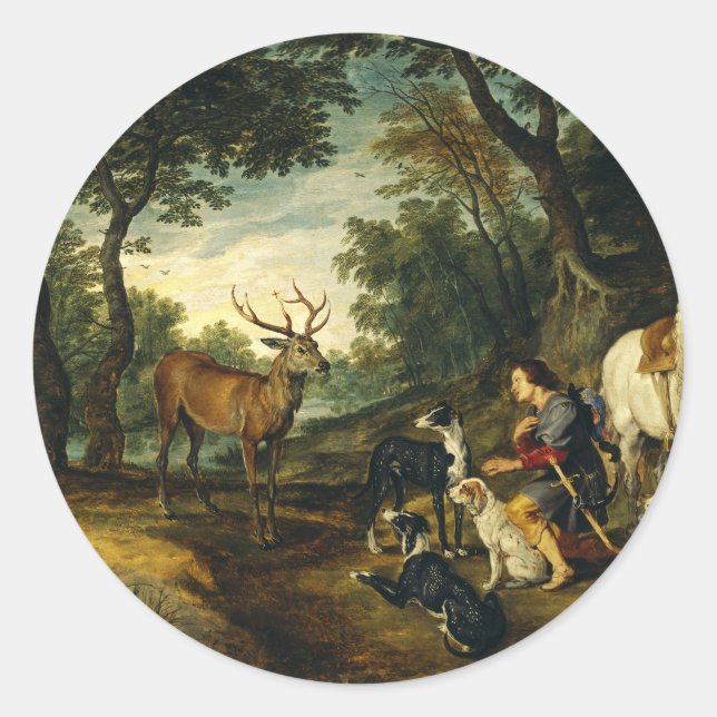 Miracle of Saint Hubert by Peter Paul Rubens  Classic Round Sticker (Front)