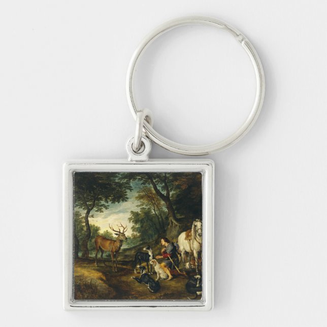 Miracle of Saint Hubert by Peter Paul Rubens  Keychain (Front)