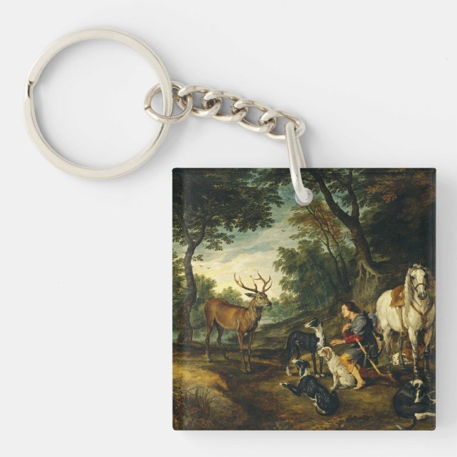 Miracle of Saint Hubert by Peter Paul Rubens  Keychain (Front)