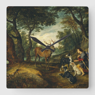 Miracle of Saint Hubert by Peter Paul Rubens  Square Wall Clock