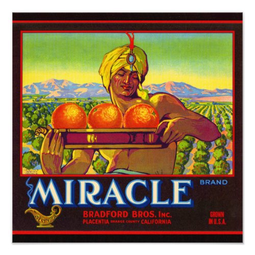 Miracle Oranges packing label Photo Print