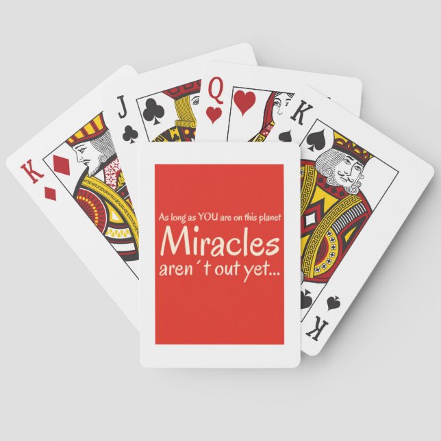 Miracle quote in red and white poker cards (Back)