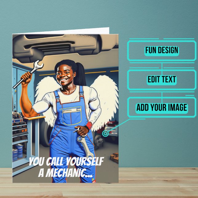 Miracle Worker Black Female Mechanic Birthday Card (This fun card is specifically for the mechanic friend in your life.)